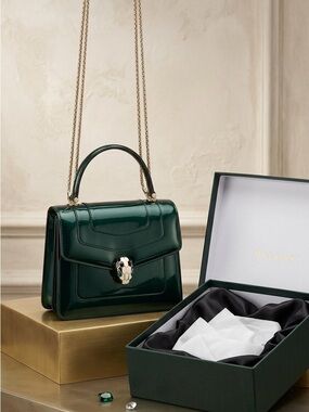 Green Patent Leather Serpenti Top-Handle Mini Bag